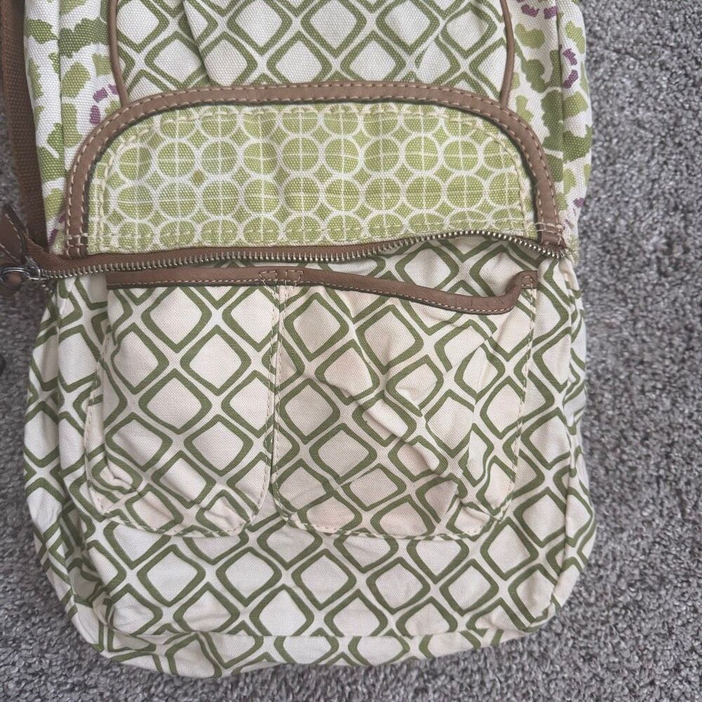 Fossil Y2K Canvas Key-Per Crossbody Bag Green Geometric Adjustable Shoulder EUC - Picture 11 of 15
